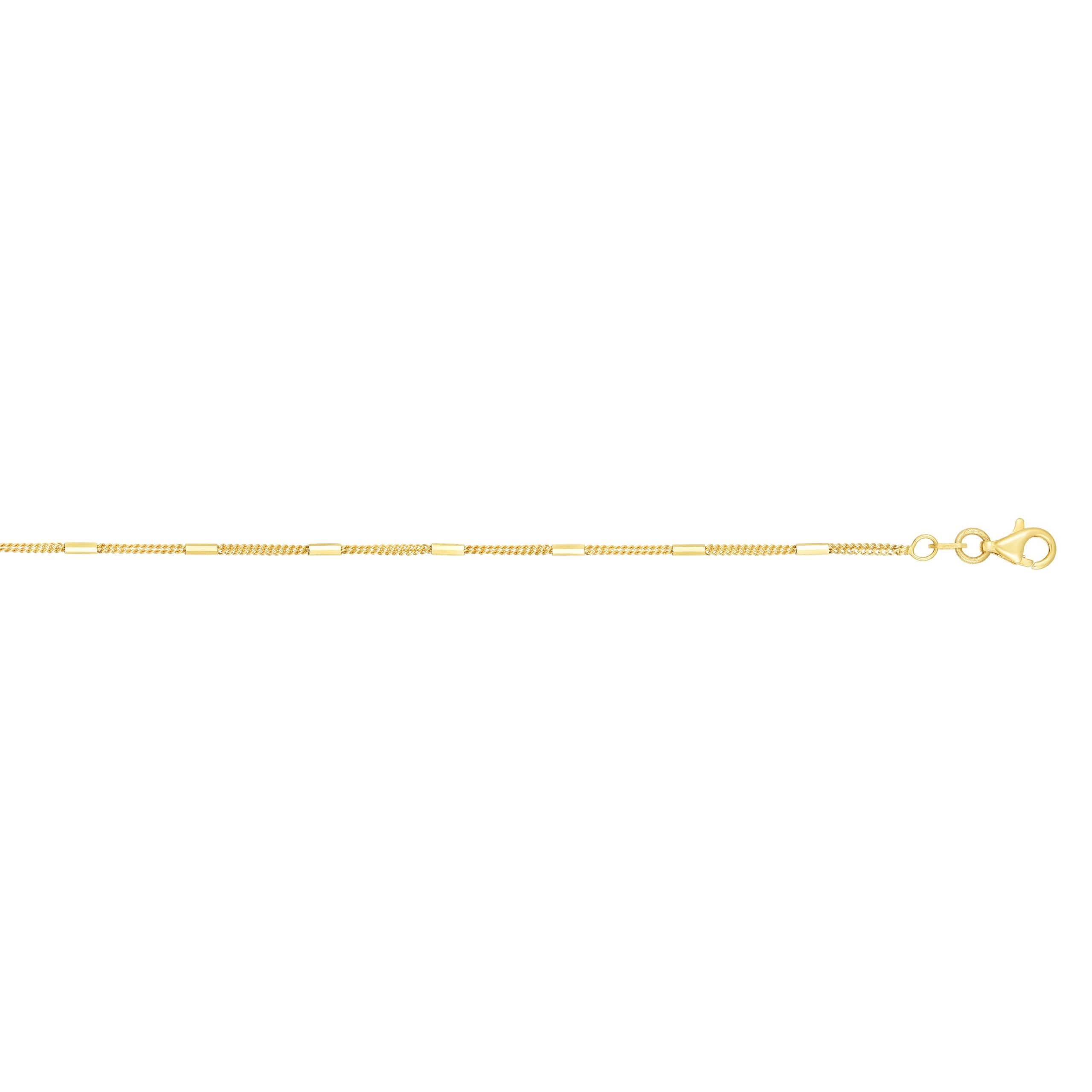 14K Gold 1.3mm Polished Bar Station Saturn Chain