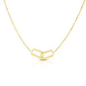 14K Gold Polished Interlocking Rectangles Necklace