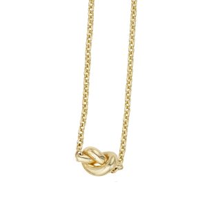 14K Gold Polished Puffed Love Knot Necklace