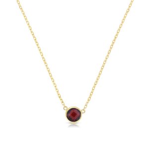 14K Gold & Garnet Solitaire Necklace