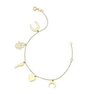 14K Gold Trend Charm Dangle Bracelet
