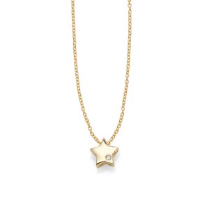14K Gold .005ct Diamond Star Necklace