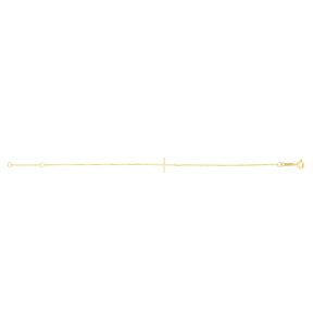 14K Gold CZ Side Cross Bracelet