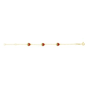 14K Gold Enamel Strawberry Bracelet
