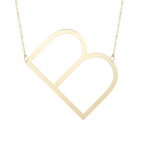 14K Gold Large Initial B Necklace