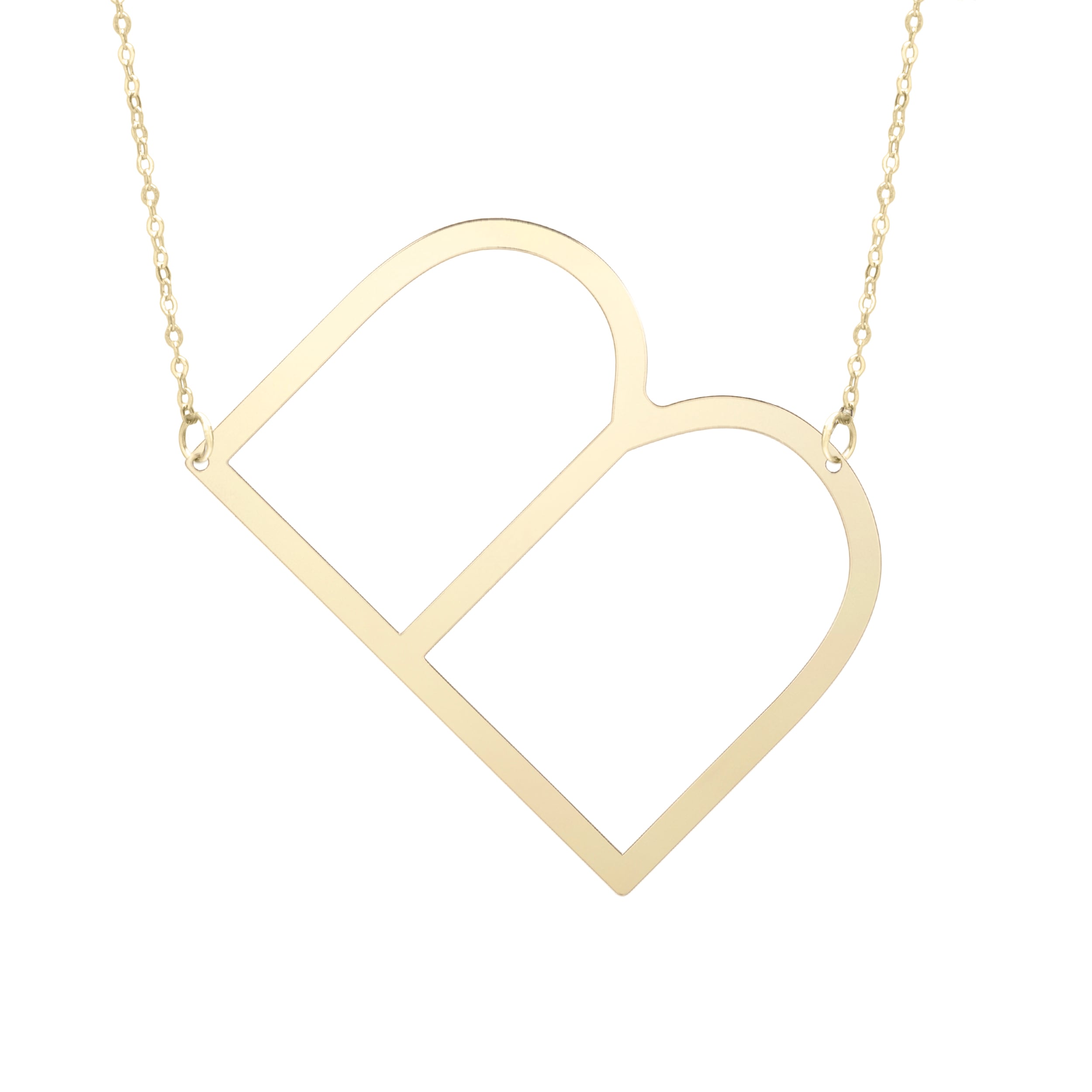 14K Gold Large Initial B Necklace