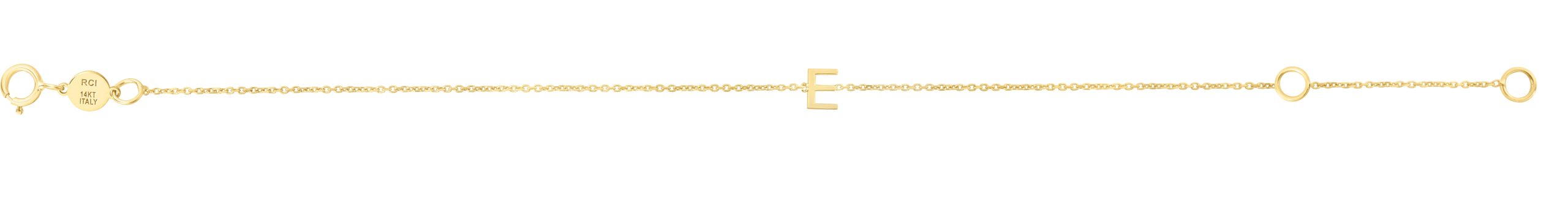 14K Mini Initial E Bracelet