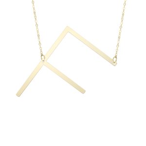14K Gold Large Initial F Necklace