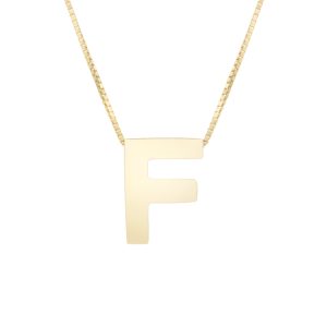 14K Gold Block Letter Initial F Necklace