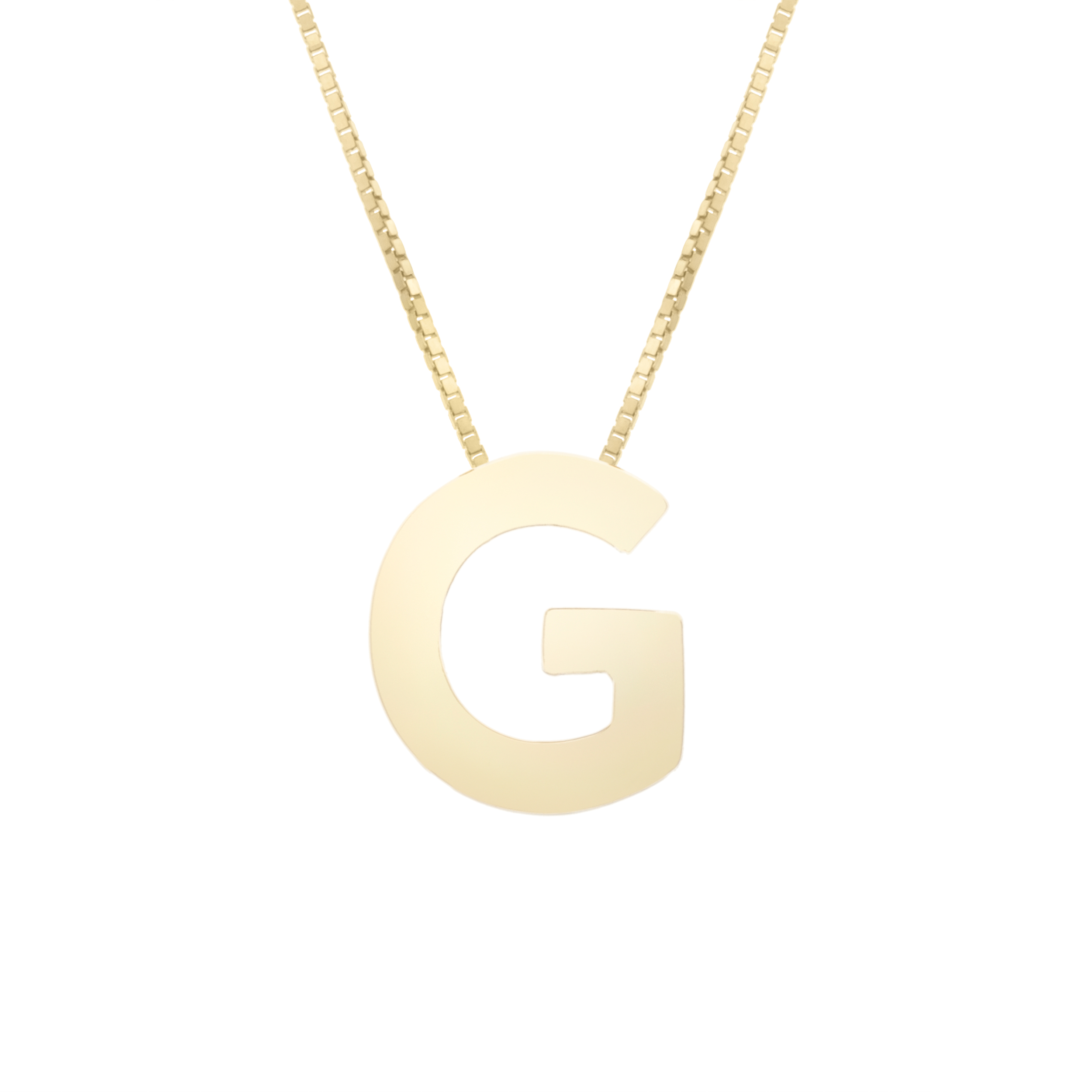 14K Gold Block Letter Initial G Necklace