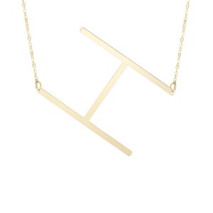 14K Gold Large Initial H Necklace