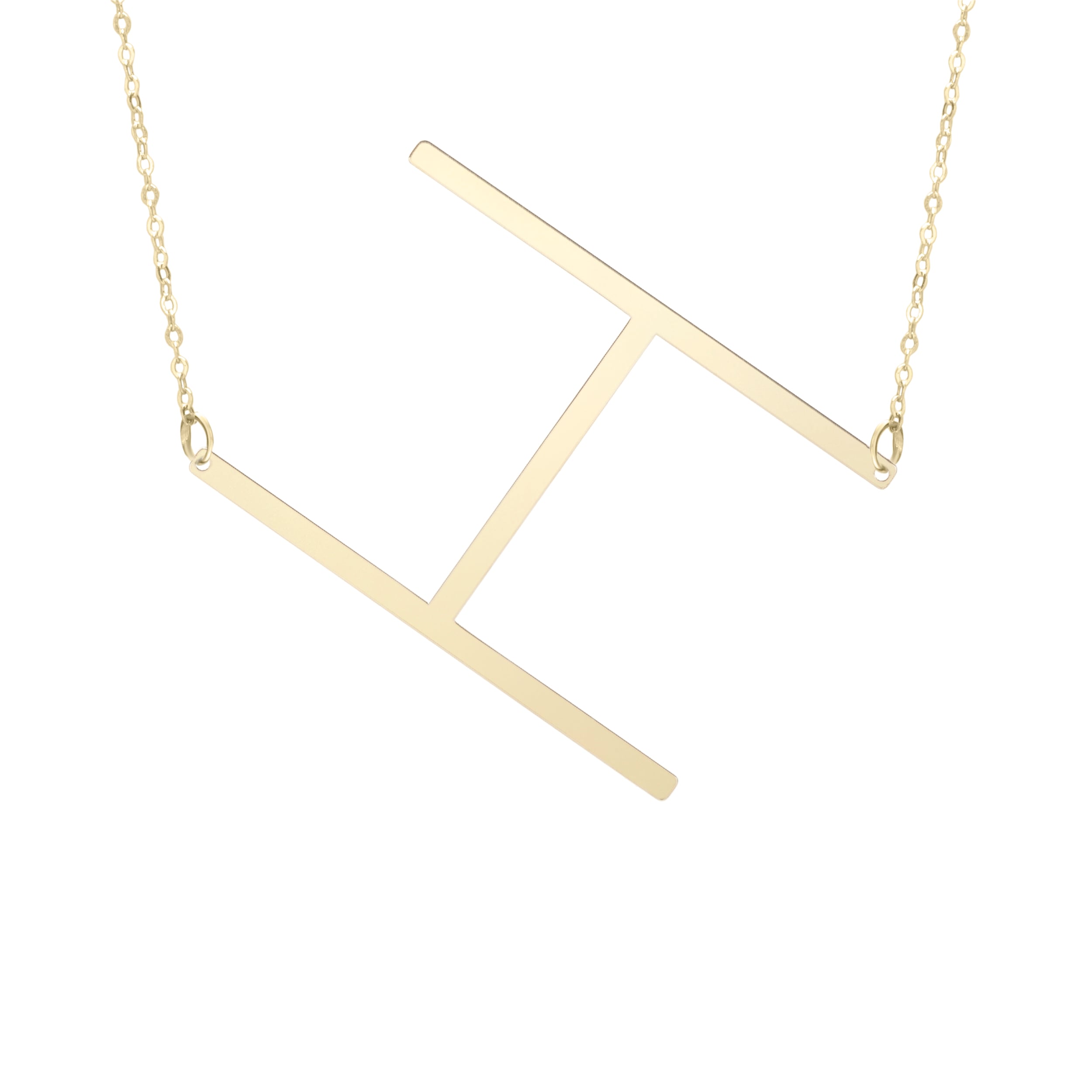 14K Gold Large Initial H Necklace