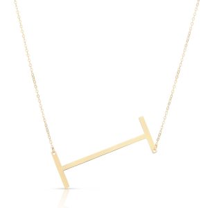 14K Gold Large Initial I Necklace