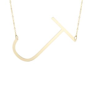 14K Gold Large Initial J Necklace