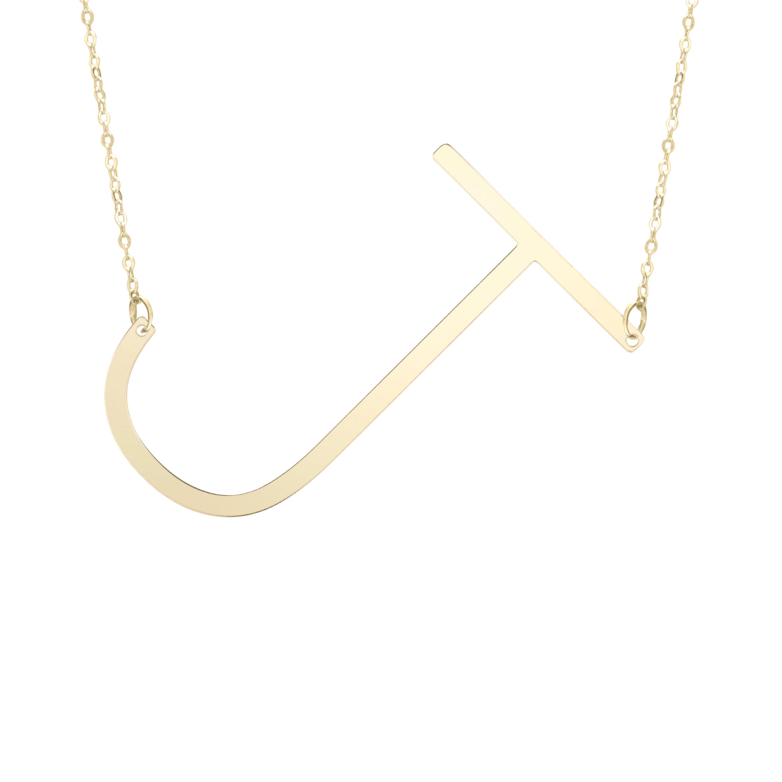 14K Gold Large Initial J Necklace