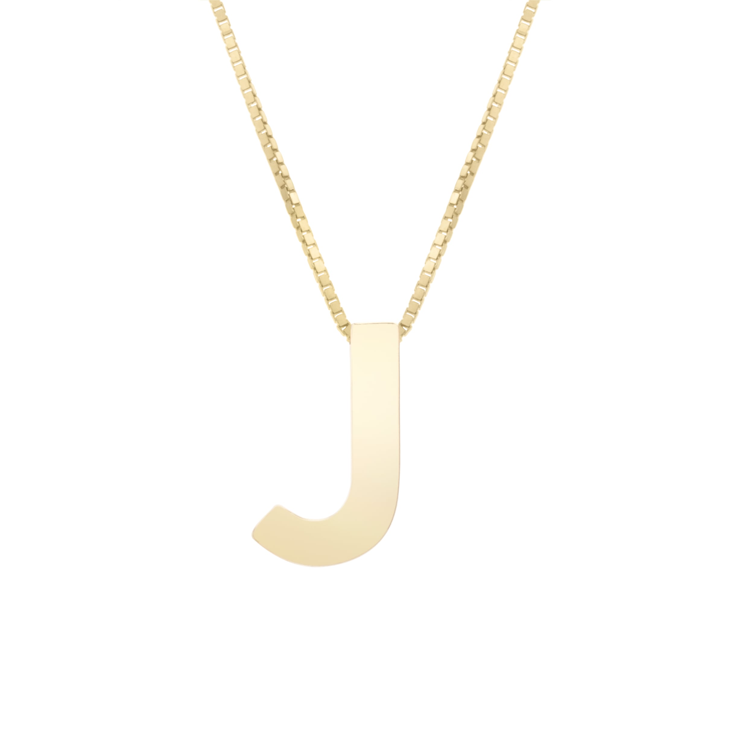 14K Gold Block Letter Initial J Necklace