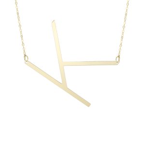 14K Gold Large Initial K Necklace