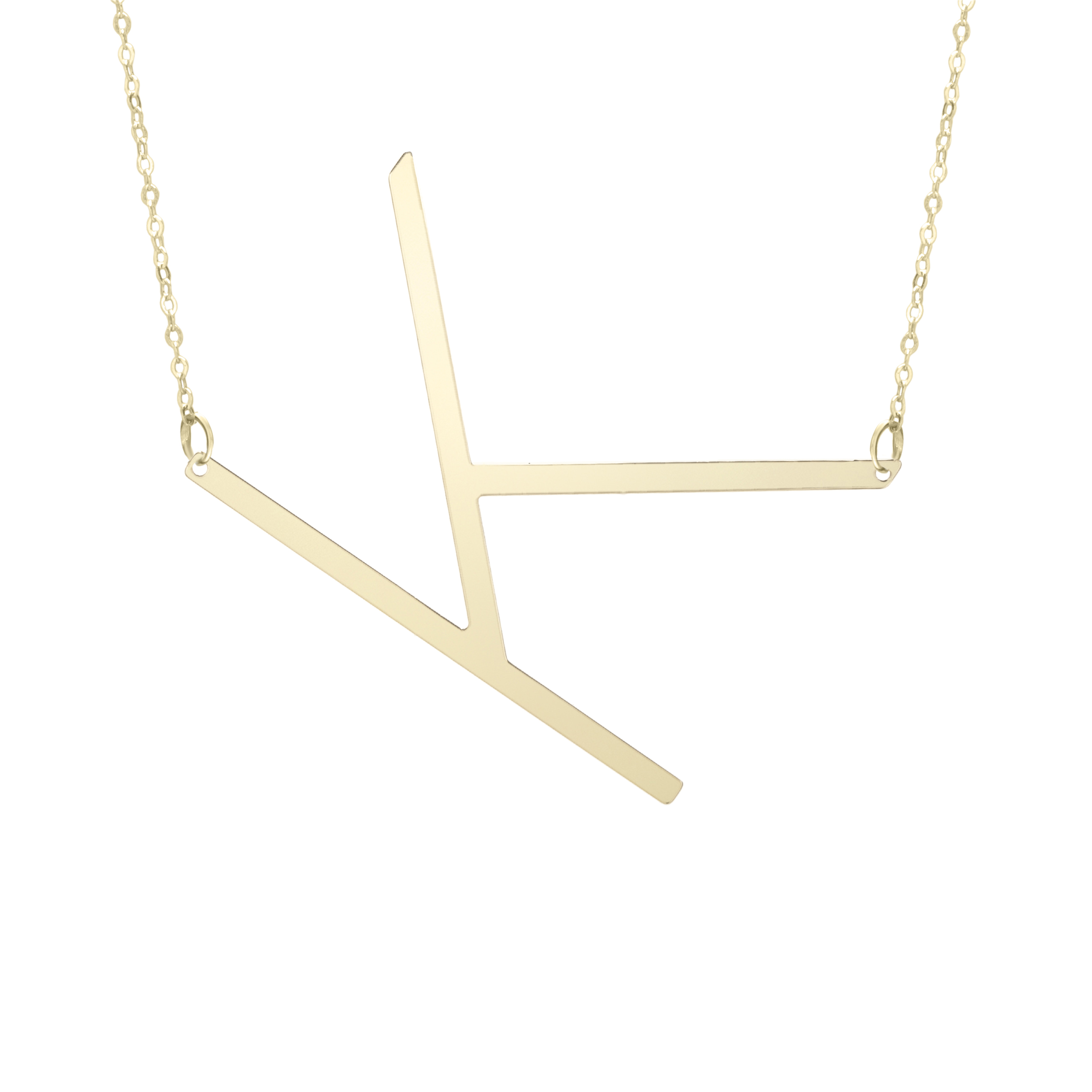 14K Gold Large Initial K Necklace