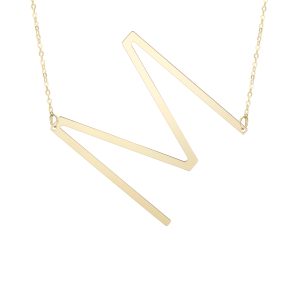 14K Gold Large Initial M Necklace