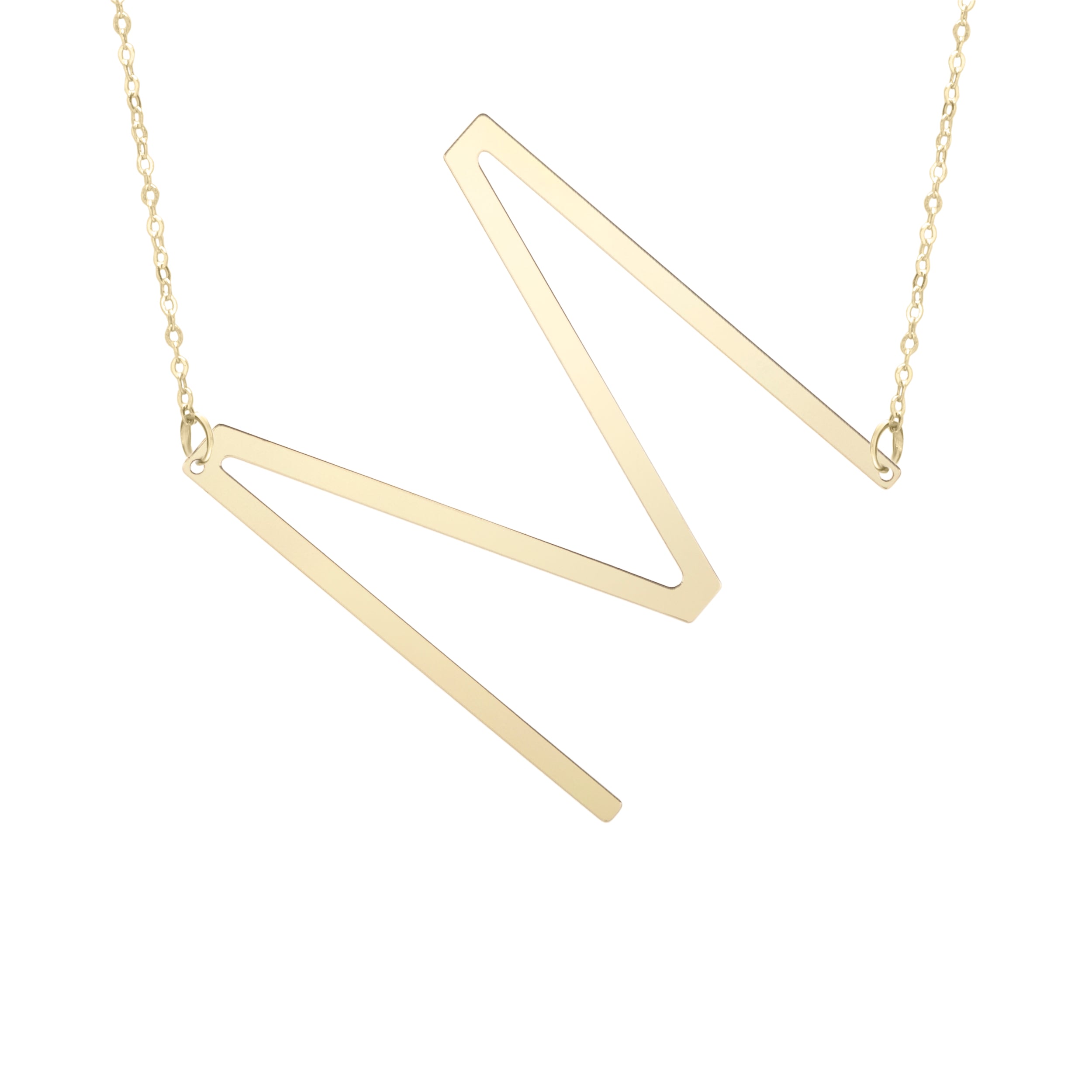 14K Gold Large Initial M Necklace