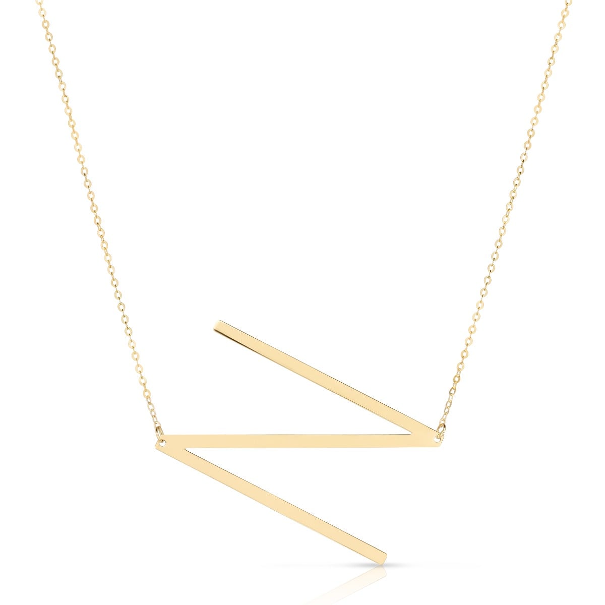 14K Gold Large Initial N Necklace