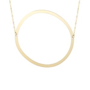 14K Gold Large Initial O Necklace