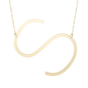 14K Gold Large Initial S Necklace