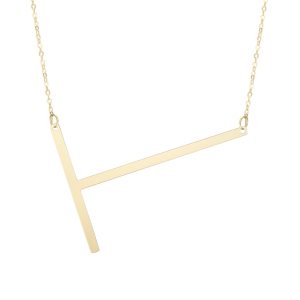 14K Gold Large Initial T Necklace