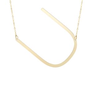 14K Gold Large Initial U Necklace