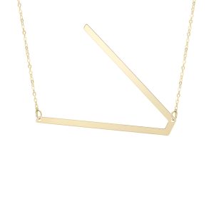 14K Gold Large Initial V Necklace