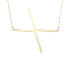 14K Gold Large Initial X Necklace
