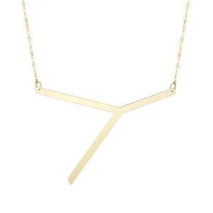 14K Gold Large Initial Y Necklace