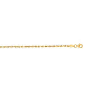 14K Gold 7" 2.5mm Diamond Cut Royal Rope Chain