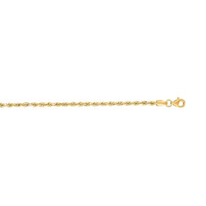 14K Gold 22" 2.5mm Diamond Cut Royal Rope Chain