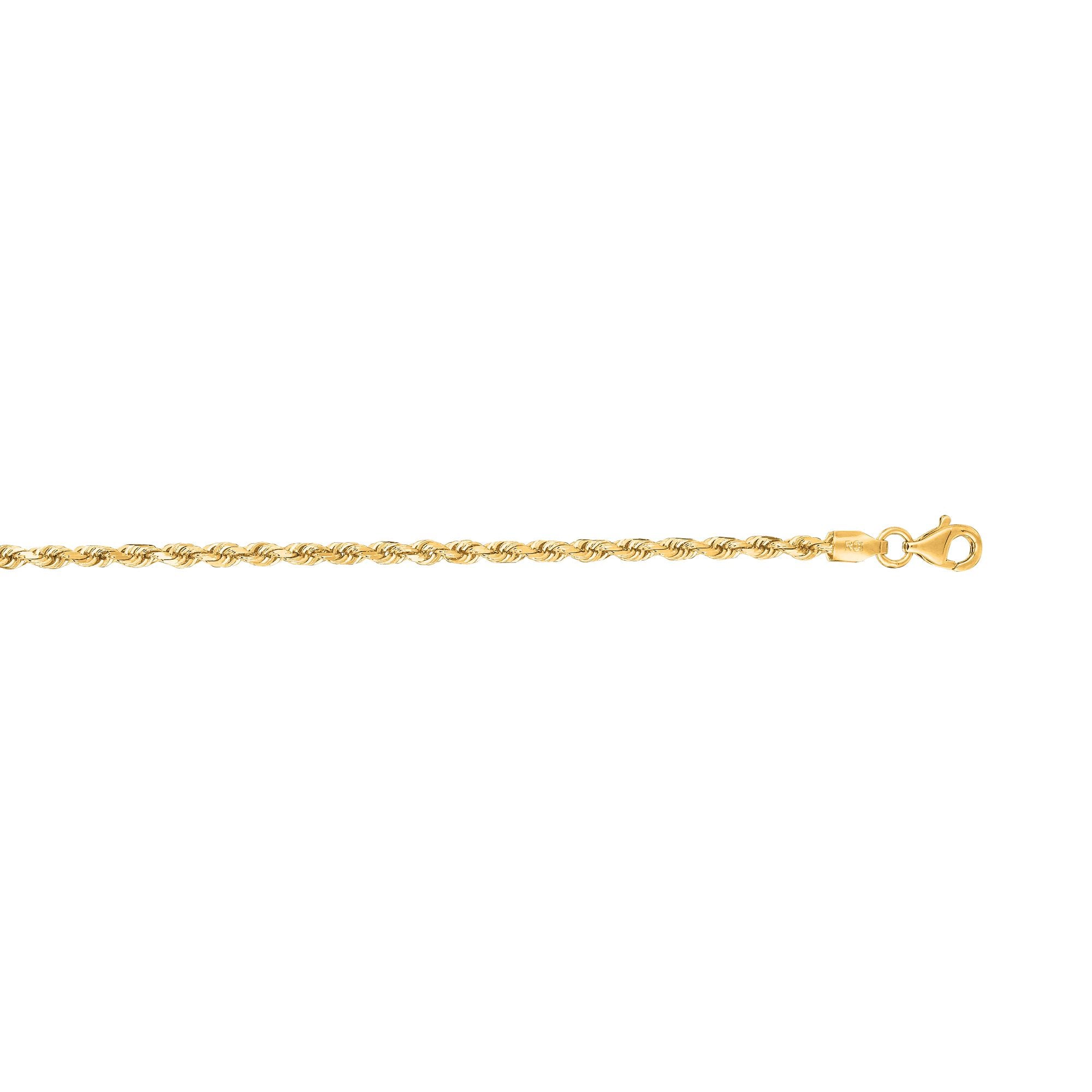 14K Gold 22" 2.5mm Diamond Cut Royal Rope Chain