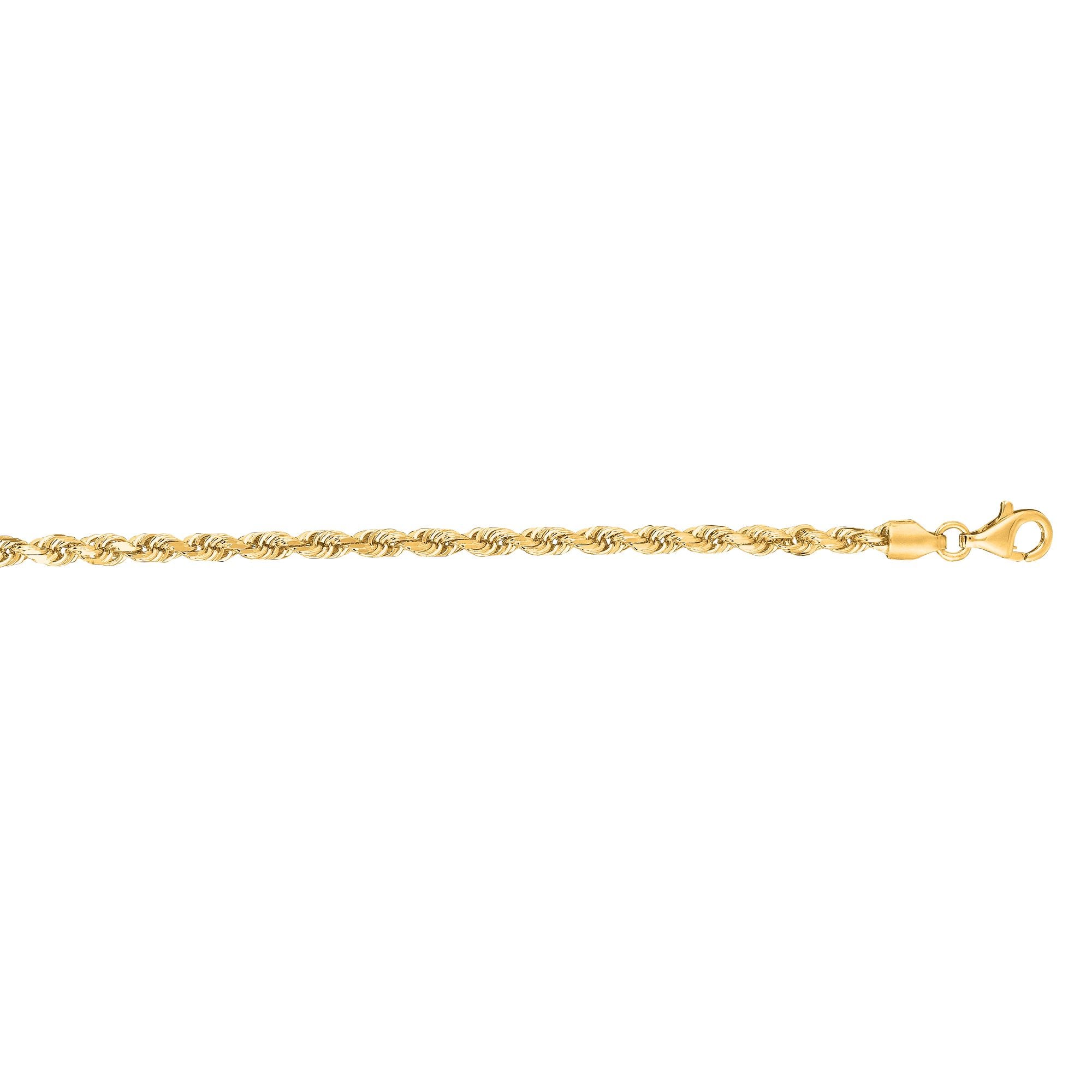 14K Gold 16" 3mm Diamond Cut Royal Rope Chain