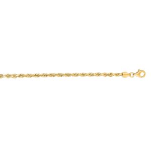 14K Gold 20" 3mm Diamond Cut Royal Rope Chain