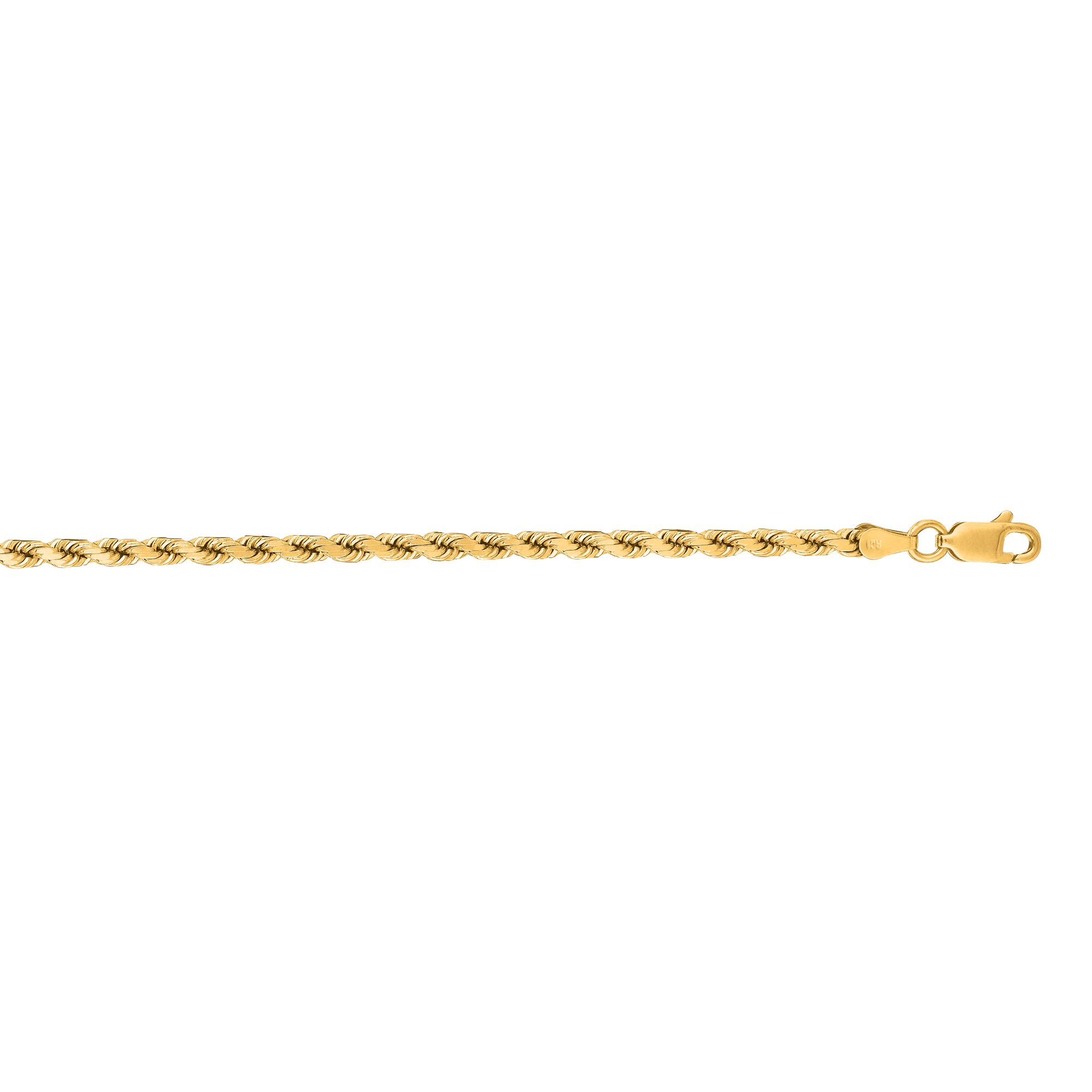 14K Gold 18" 3.5mm Diamond Cut Royal Rope Chain
