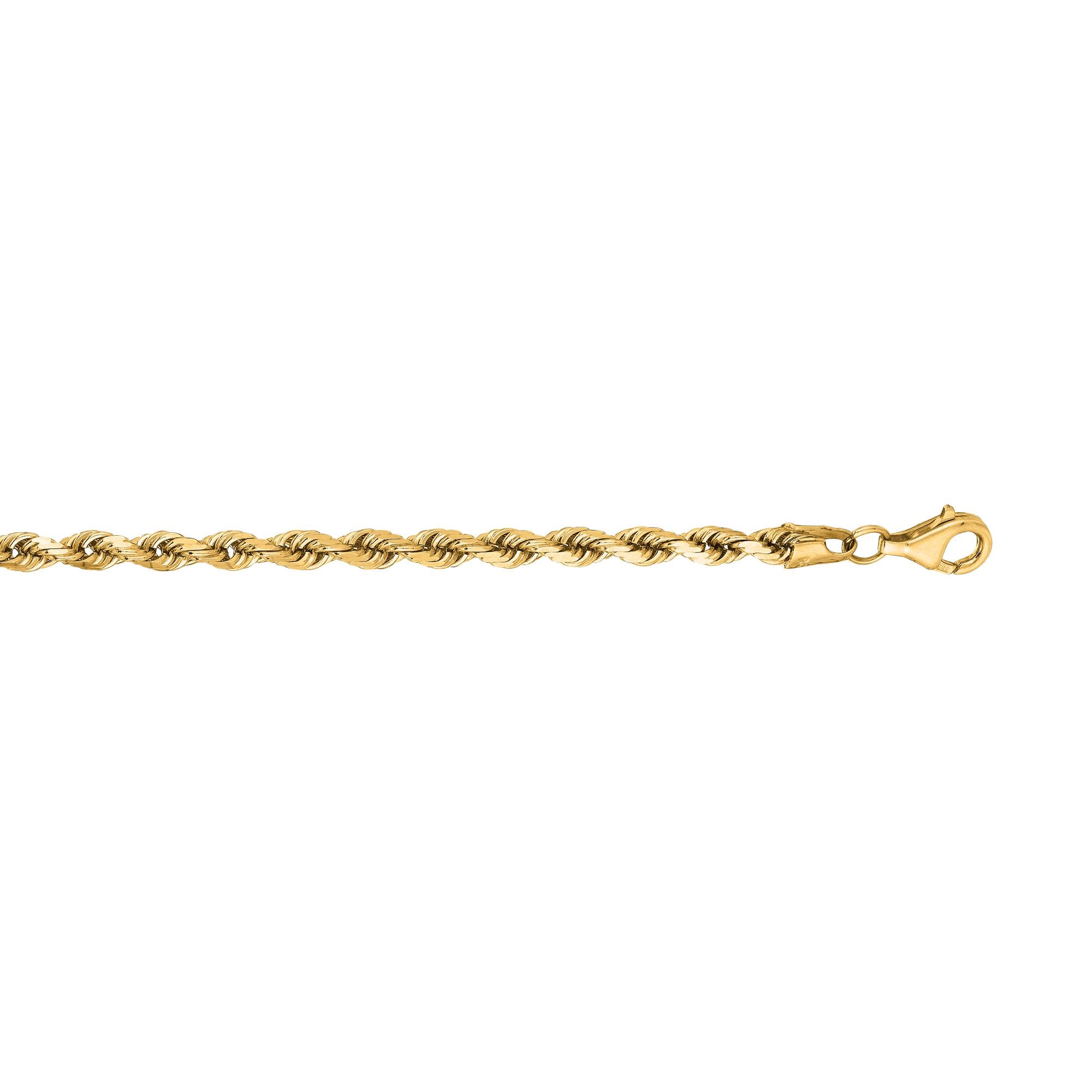 14K Gold 8" 3.8mm Diamond Cut Royal Rope Chain