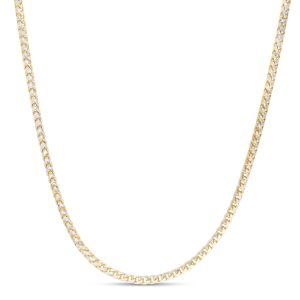 14K 3.2mm Round Pave Franco Chain