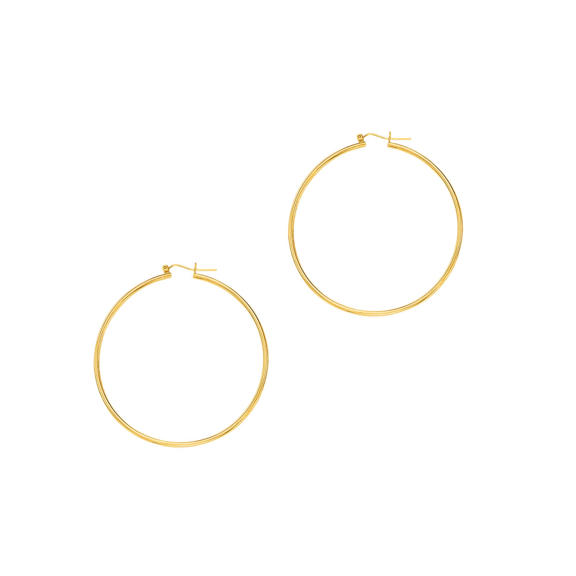 14K Gold 2x55mm Hoops