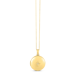 14K Diamond Round North Star Locket