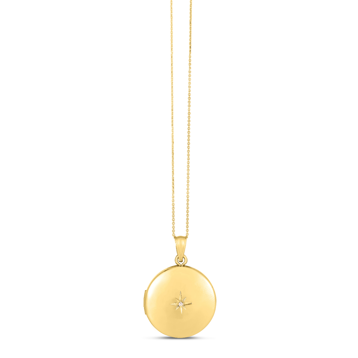 14K Diamond Round North Star Locket