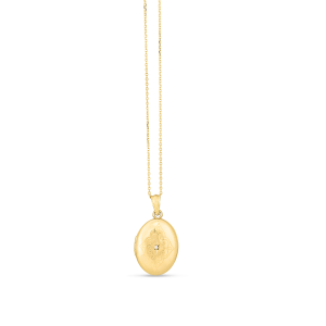 14K Diamond Oval Etched Locket