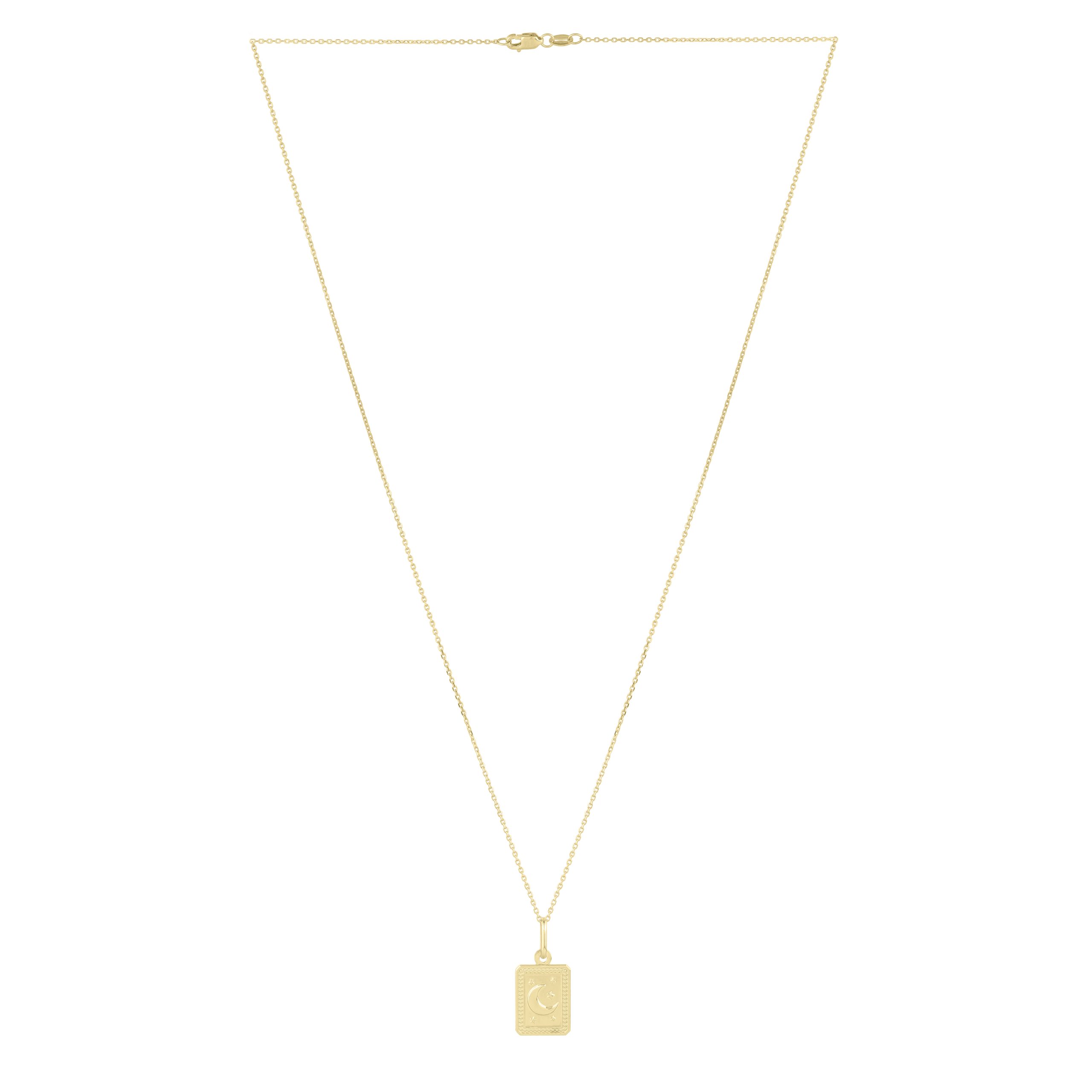 14K Rectangle Moon Talisman Pendant