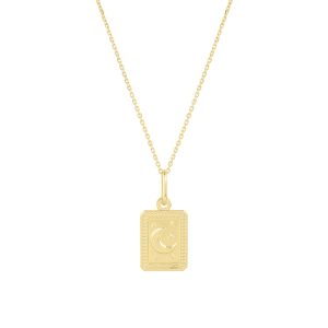 14K Rectangle Moon Talisman Pendant