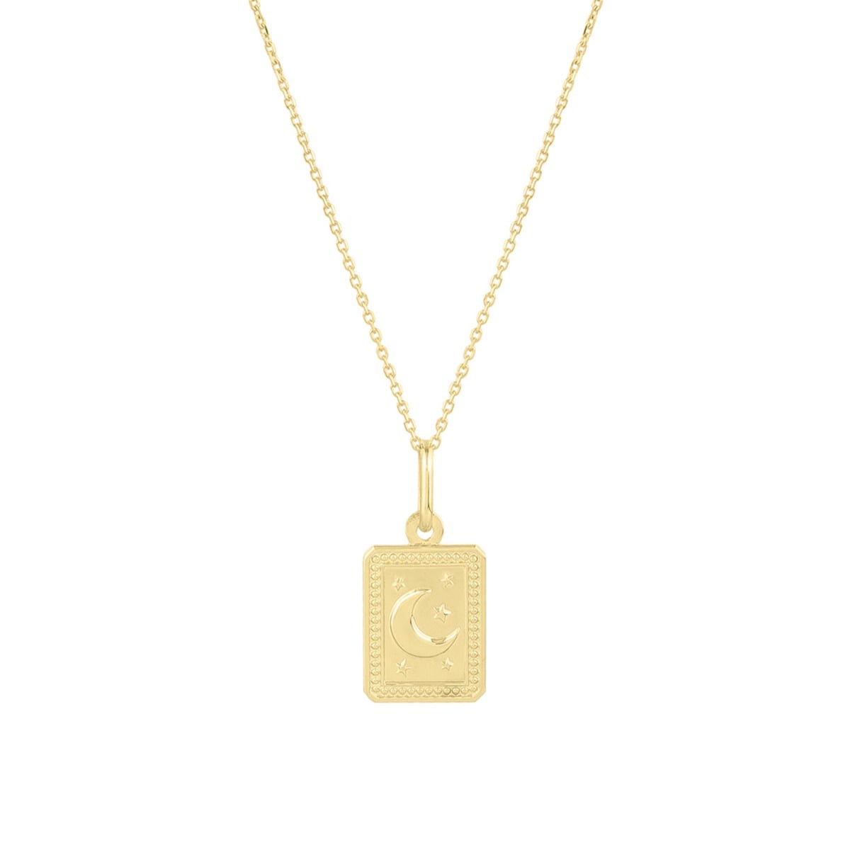 14K Rectangle Moon Talisman Pendant
