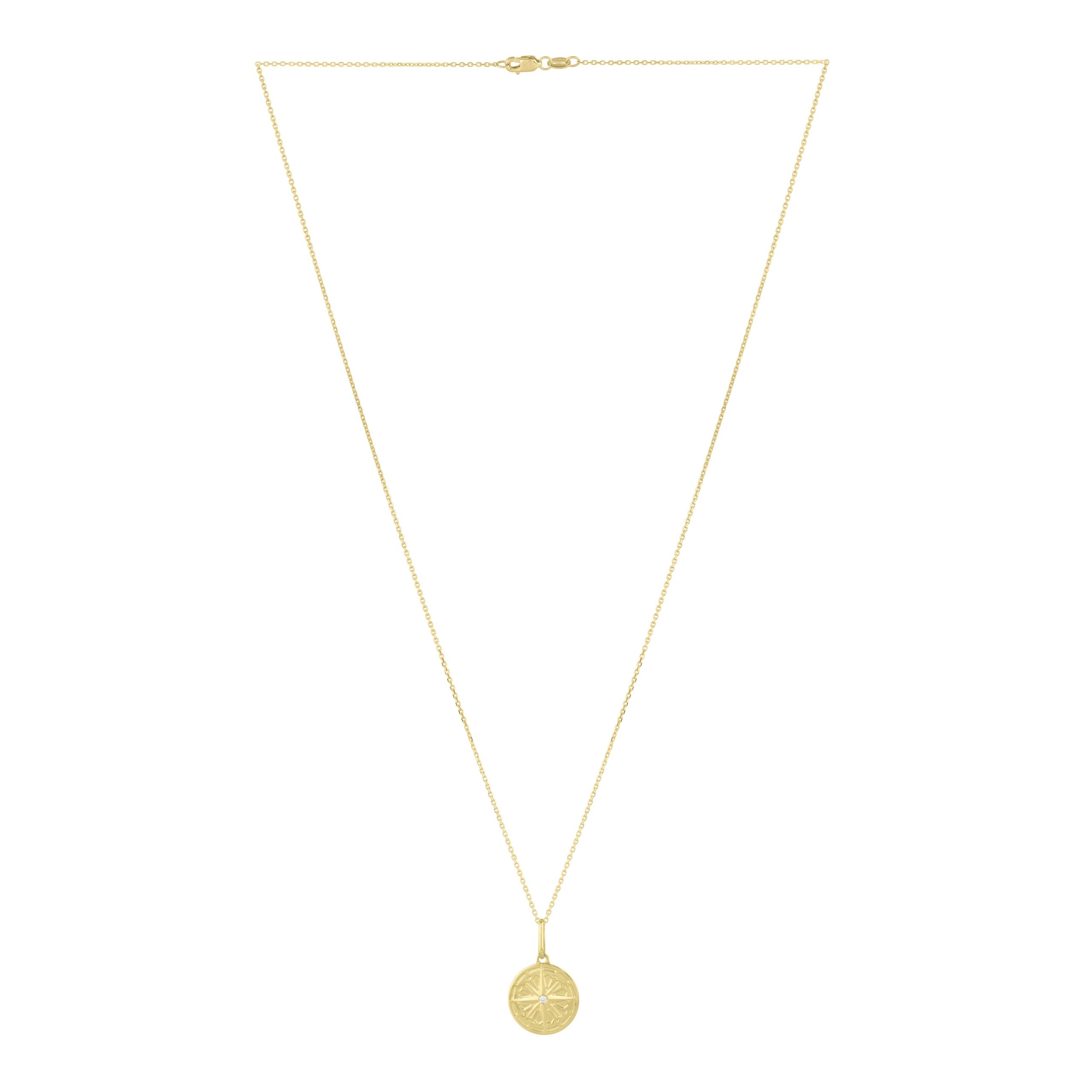 14K Round North Star Talisman Pendant