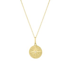 14K Round North Star Talisman Pendant