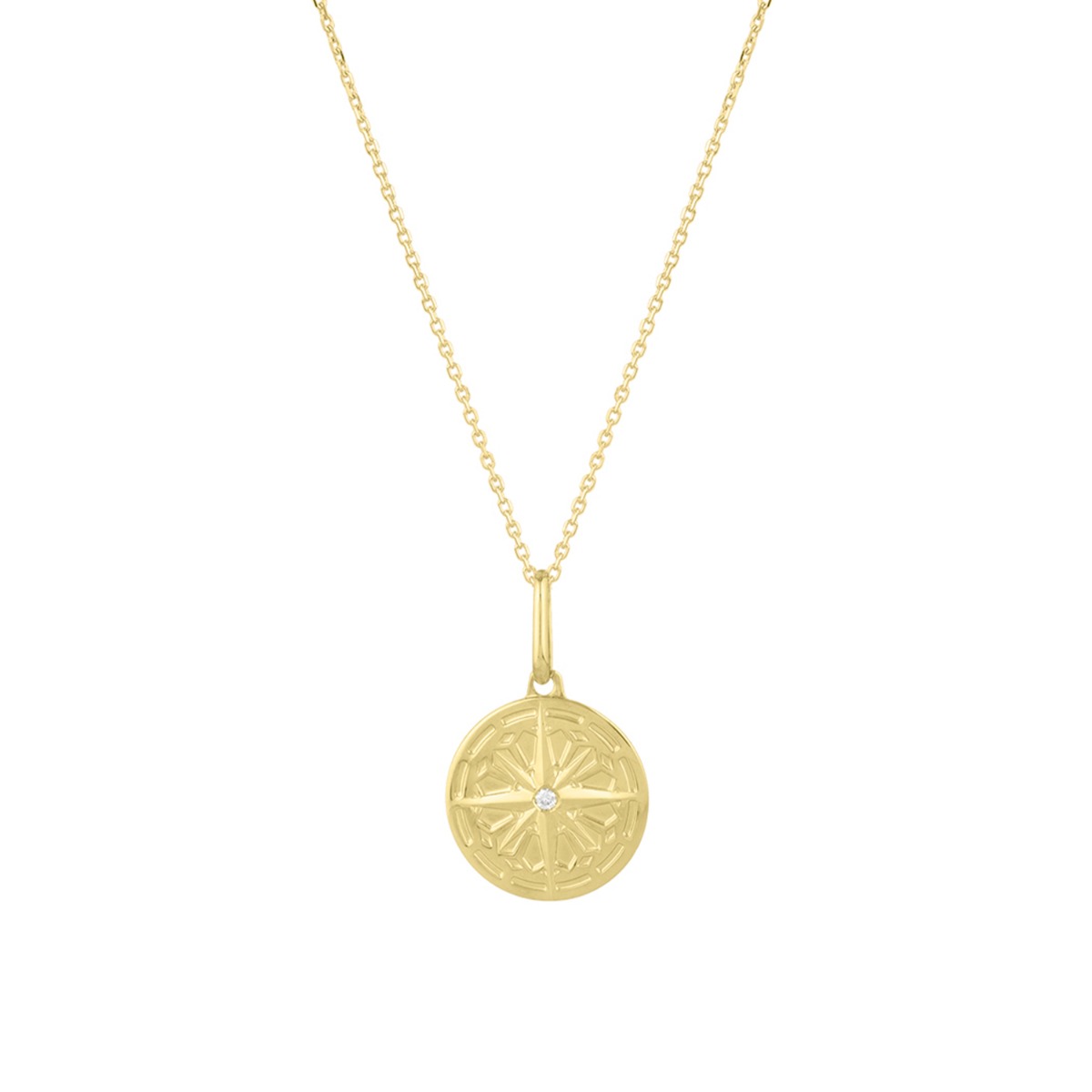14K Round North Star Talisman Pendant